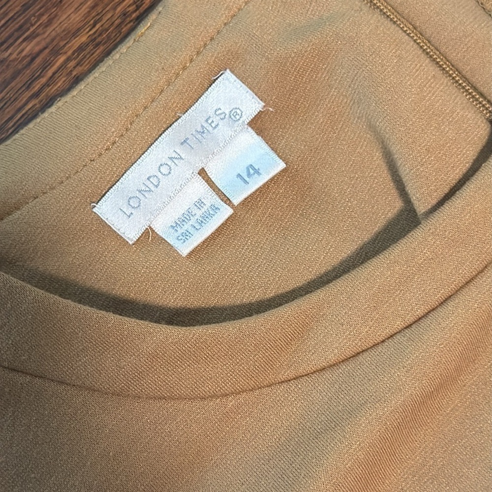 London Times camel tan long sleeve dress size 14 - Picture 6 of 8